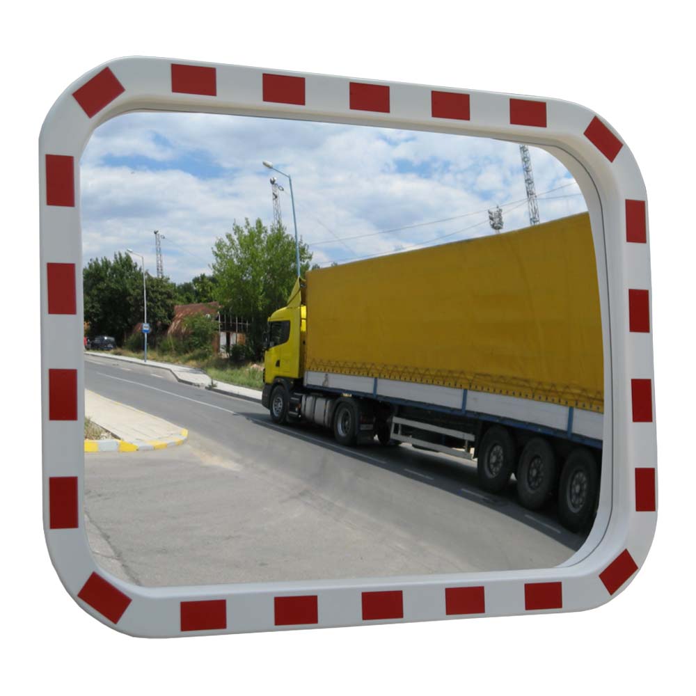 Oglinda rutiera dreptunghiulara TR-40x60, dimensiune 400x600 mm, cu bordura rosu-alb, de exterior