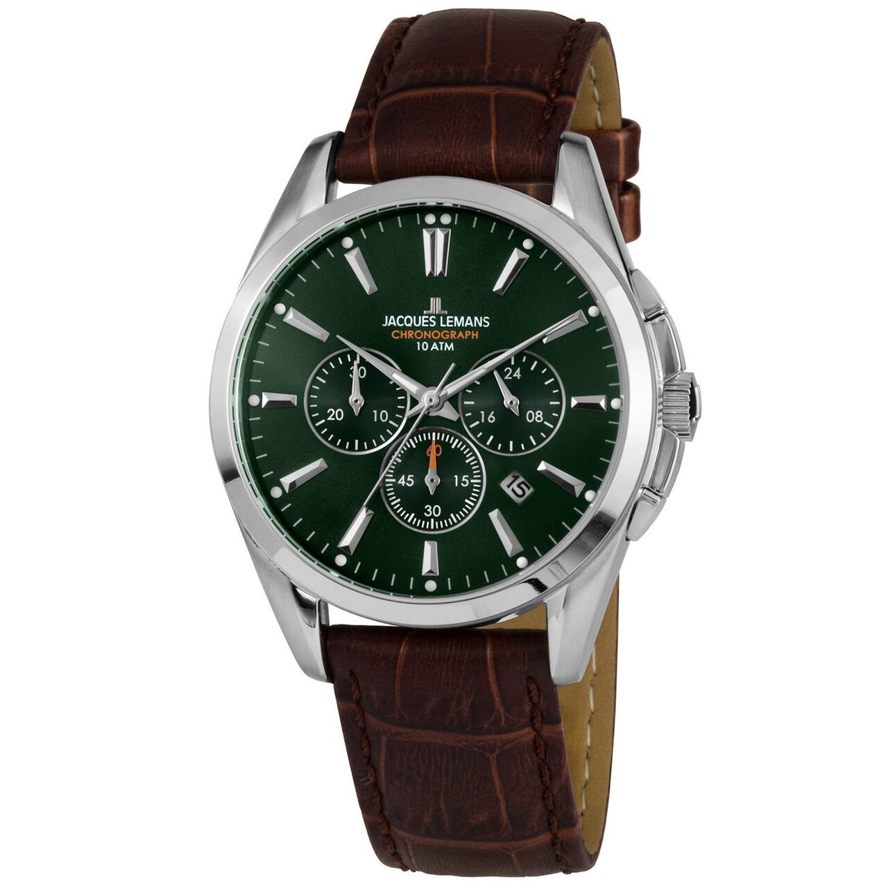 Ceas barbatesc Jacques Lemans 1-1945C Derby Cronograf, 42mm, 10ATM, Argintiu