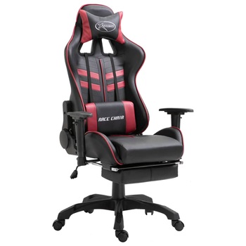 Scaun pentru jocuri, suport pentru picioare, vidaXL, Grena cu negru, 68,5 x 68 x (118 - 125) cm Scaun pentru jocuri, suport pentru picioare, vidaXL, Grena cu negru, 68,5 x 68 x (118 - 125) cm