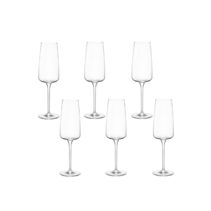 Set 6 pahare vin spumant 262ml Bormioli Hexio