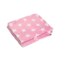 Patura Pufoasa Edenhome, Imprimeu Roz cu Stelute Albe, 230 gsm, 125x155 cm