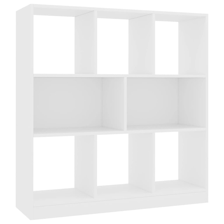 Biblioteca din lemn, Alb, 8 rafturi, 97,5 x 29,5 x 100 cm, PAL