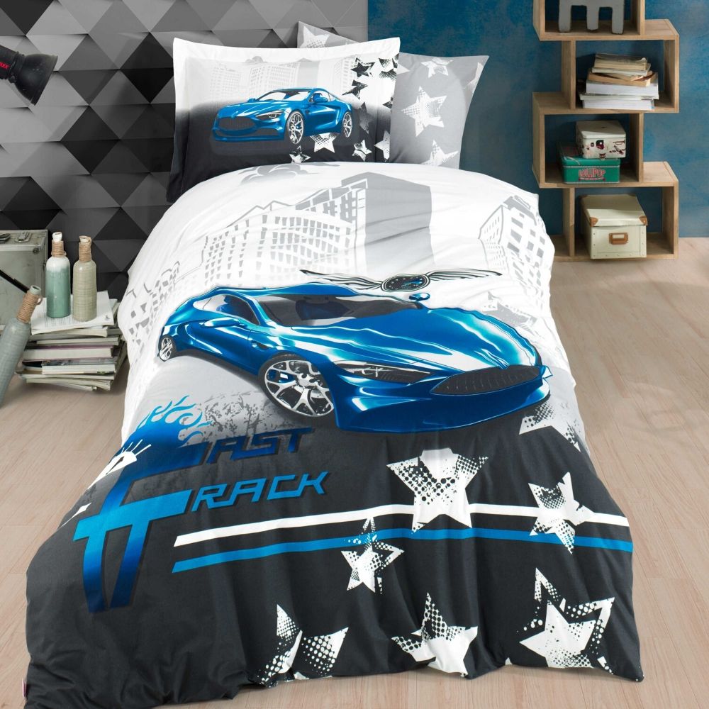 Lenjerie de Pat Hobby Collection, Fast Track, 3 Piese, Pat 1 persoana, HB1-34