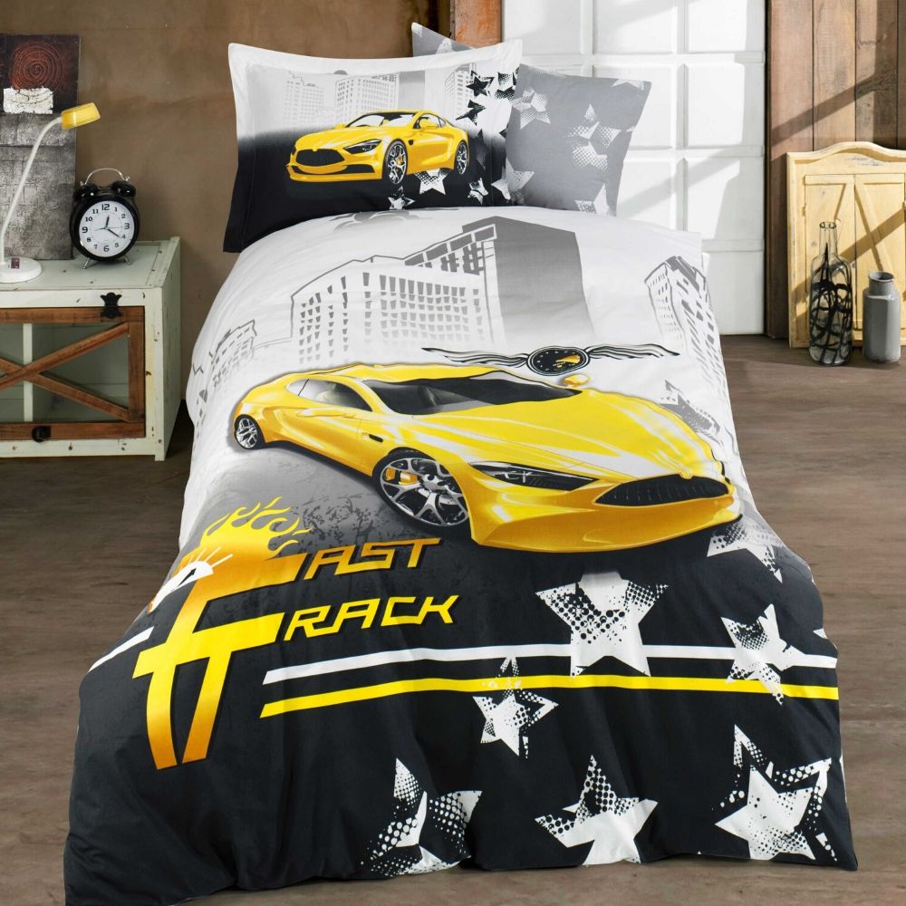 Lenjerie de Pat Hobby Collection, Fast Track, 3 Piese, Pat 1 persoana, HB1-35