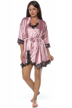 Set pijamale din satin Dalia, Roz Set pijamale din satin Dalia, Roz