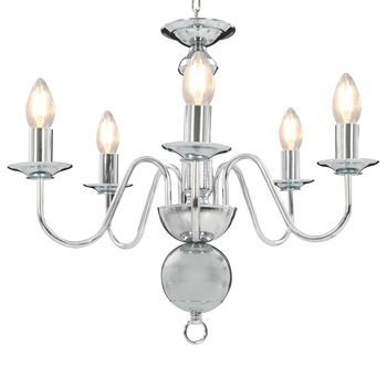 Candelabru cu 5 becuri E14 vidaXL, Metal, 50 x 45 cm, Argintiu Candelabru cu 5 becuri E14 vidaXL, Metal, 50 x 45 cm, Argintiu