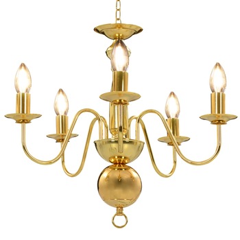 Candelabru cu 5 becuri E14 vidaXL, Metal, 50 x 45 cm, Auriu Candelabru cu 5 becuri E14 vidaXL, Metal, 50 x 45 cm, Auriu