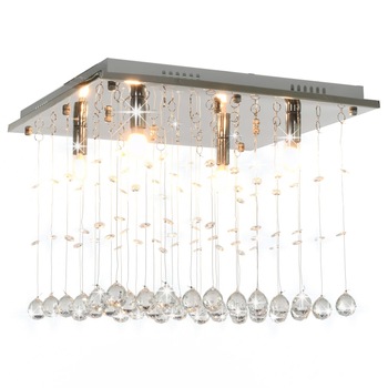 Lustra cu margele tip cristal, vidaXL, Metal/Acril, 4 x G9, 40 x 40 x 30 cm, Argintiu Lustra cu margele tip cristal, vidaXL, Metal/Acril, 4 x G9, 40 x 40 x 30 cm, Argintiu