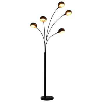 Lampa de podea cu 5 ramuri, vidaXL, Otel, E14, 13,3 x 7,6 cm, Negru/Auriu Lampa de podea cu 5 ramuri, vidaXL, Otel, E14, 13,3 x 7,6 cm, Negru/Auriu