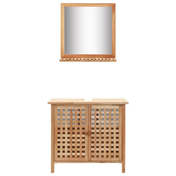 Set mobilier de baie, dulap chiuveta cu oglinda, vidaXL, Maro, 66 x 29 x 62 cm