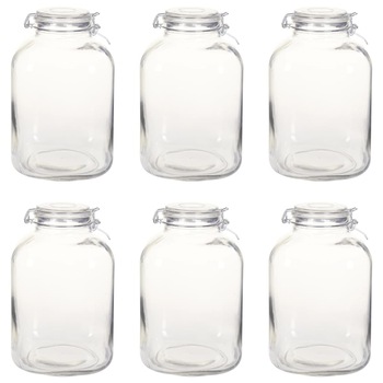 Set 6 borcane de sticla cu inchidere ermetica, vidaXL, Sticla, 5L, Transparent Set 6 borcane de sticla cu inchidere ermetica, vidaXL, Sticla, 5L, Transparent