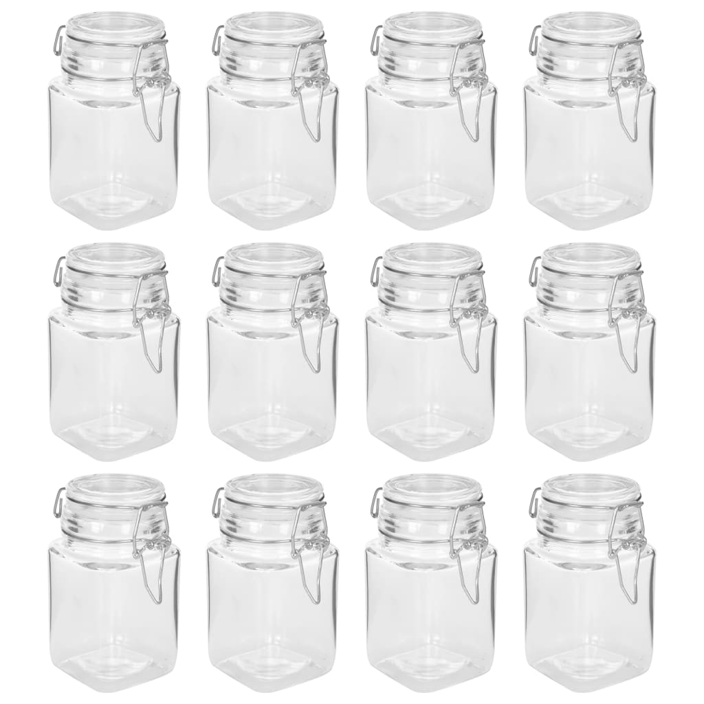 Set 12 borcane de sticla cu inchidere ermetica, vidaXL, Sticla, 260 ml, Transparent