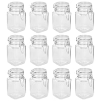 Set 12 borcane de sticla cu inchidere ermetica, vidaXL, Sticla, 260 ml, Transparent