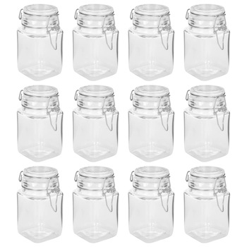 Set 12 borcane de sticla cu inchidere ermetica, vidaXL, Sticla, 260 ml, Transparent Set 12 borcane de sticla cu inchidere ermetica, vidaXL, Sticla, 260 ml, Transparent