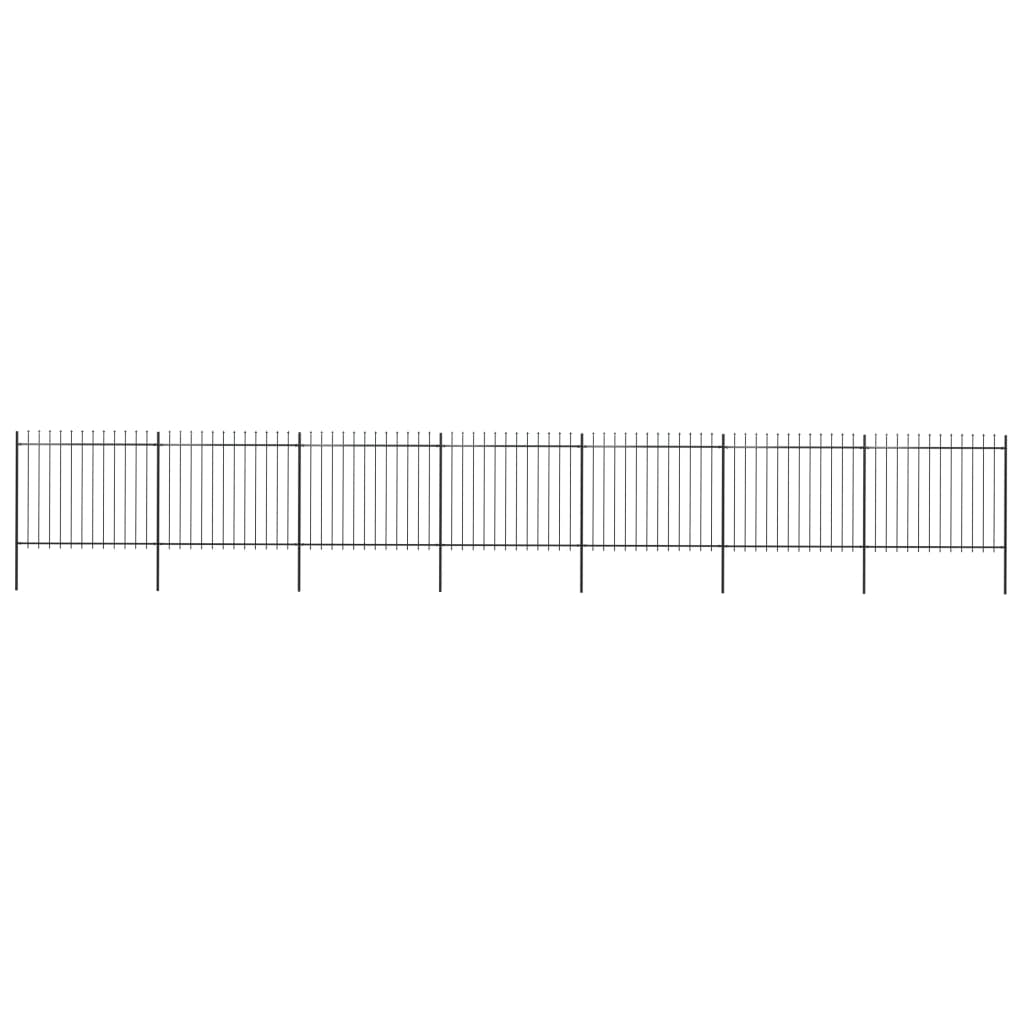 Gard de gradina cu varf sulita vidaXL,Otel, 11,9 x 1,5 m, Negru