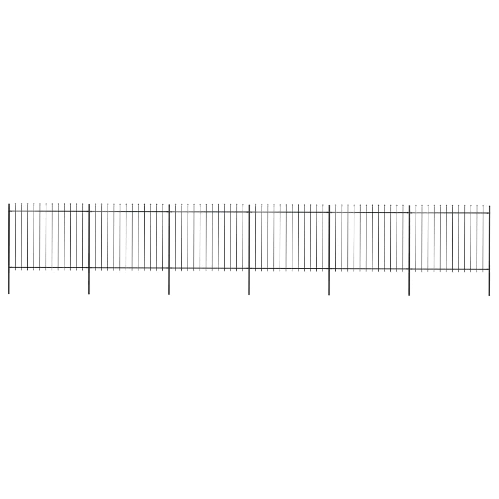 Gard de gradina cu varf sulita vidaXL,Otel,10,2 x 1,5 m, Negru