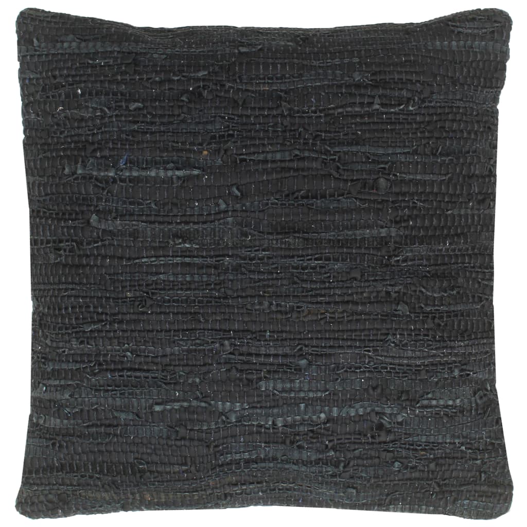 Perna decorativa vidaXL, Piele, 60 x 60 cm, Negru