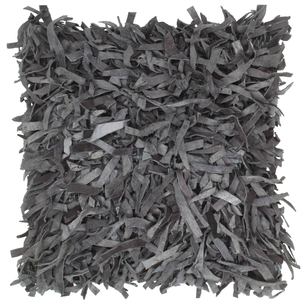 Perna decorativa vidaXL, Piele, 60x60 cm, Gri