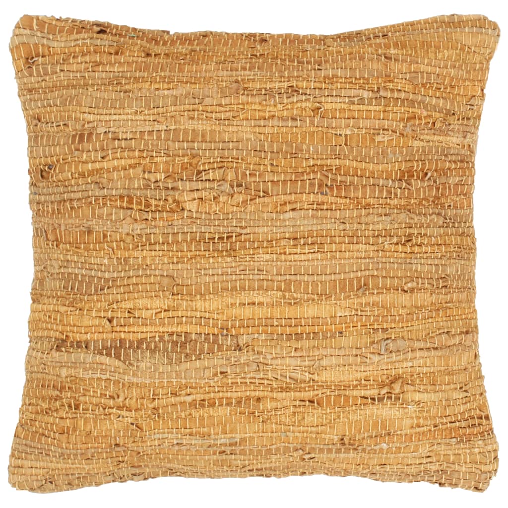 Perna decorativa vidaXL, Piele, 60 x 60 cm, Maro