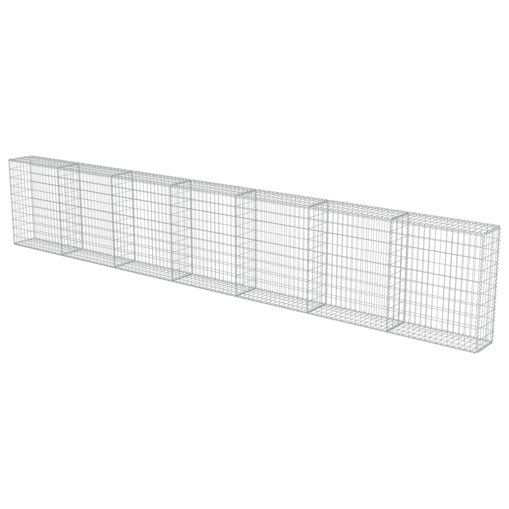 Gard tip gabion, vidaXL, Otel galvanizat, 600 x 30 x 100 cm, Argintiu