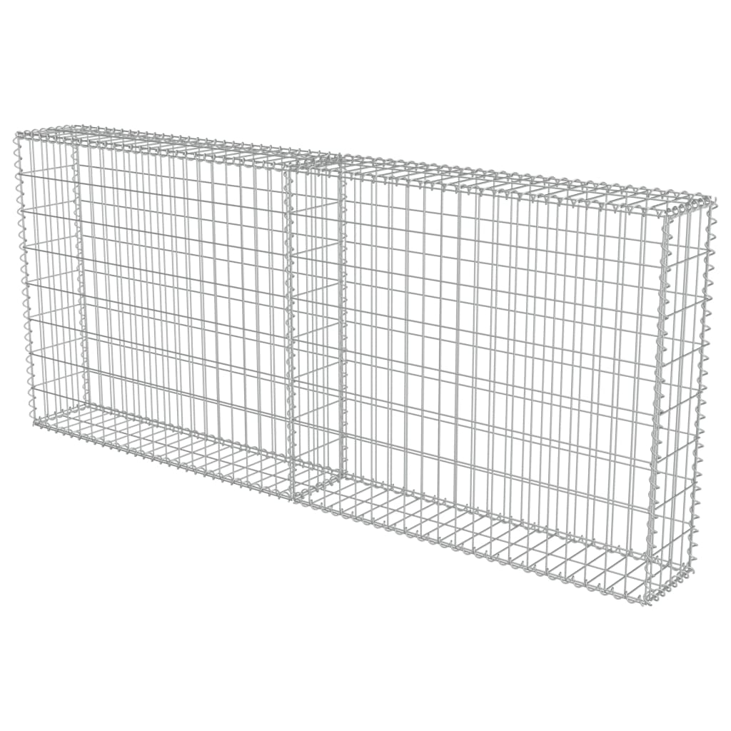 Gard tip gabion, vidaXL, Otel galvanizat, 200 x 20 x 85 cm, Argintiu