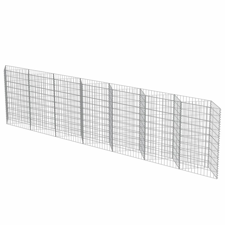 Ограда тип Габион vidaXL, Поцинкована стомана, 450 х 30 х 100 см, Сребрист