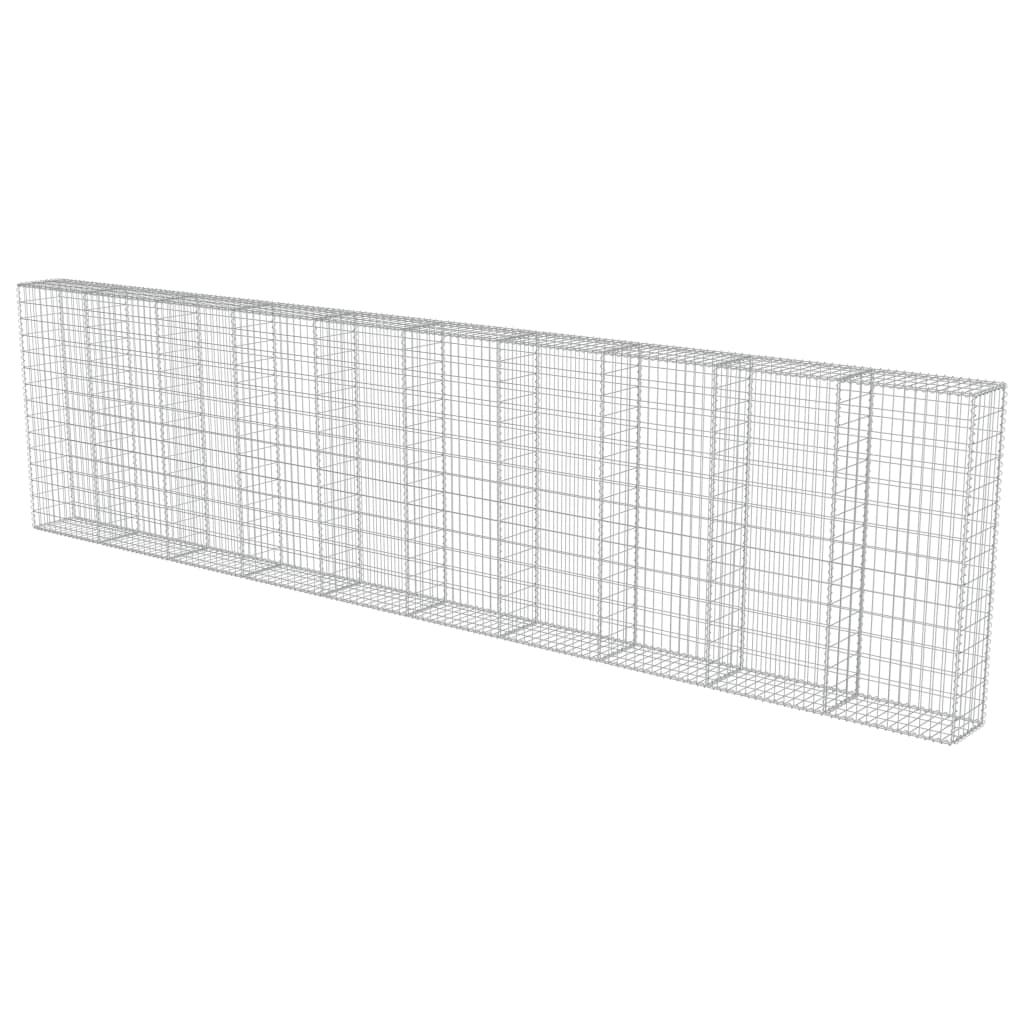 Gard tip gabion, vidaXL, Otel galvanizat, 600 x 30 x 150 cm, Argintiu