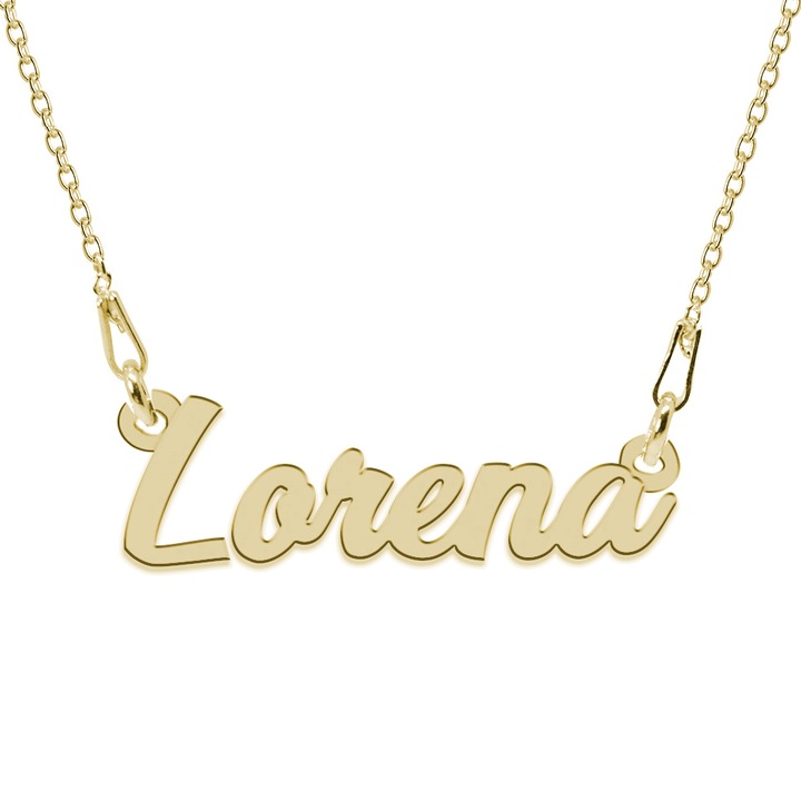 Colier Argint 925, Placat cu Aur 24K, Nume Lorena, 45 cm
