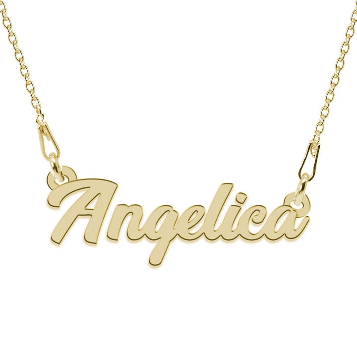 Colier Argint 925, Placat cu Aur 24K, Nume Angelica, 45 cm