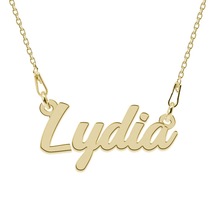 Colier Argint 925, Placat cu Aur 24K, Nume Lydia, 45 cm