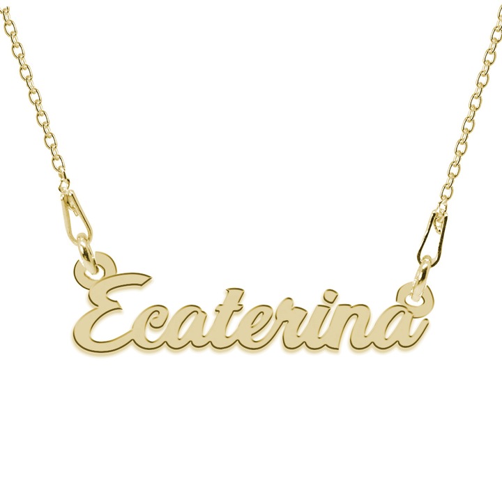 Colier Argint 925, Placat cu Aur 24K, Nume Ecaterina, 45 cm