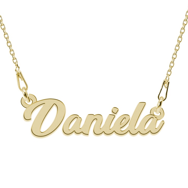 Colier Argint 925, Placat cu Aur 24K, Nume Daniela, 45 cm