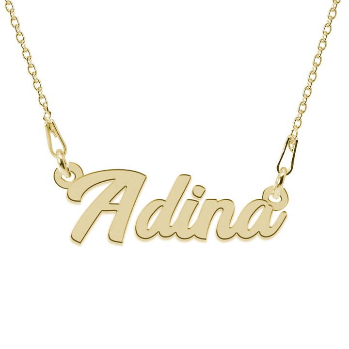 Colier Argint 925, Placat cu Aur 24K, Nume Adina, 45 cm