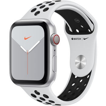 Apple Watch Nike 5, GPS, Cellular, Carcasa Silver Aluminium 44mm, Pure Platinum/Black Nike Sport Band - S/M & M/L Apple Watch Nike 5, GPS, Cellular, Carcasa Silver Aluminium 44mm, Pure Platinum/Black Nike Sport Band - S/M & M/L