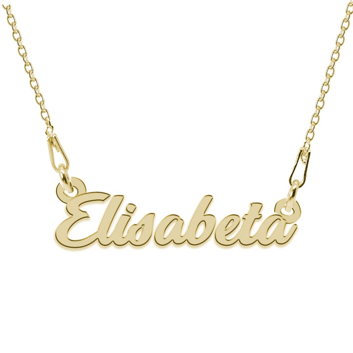 Colier Argint 925, Placat cu Aur 24K, Nume Elisabeta, 45 cm
