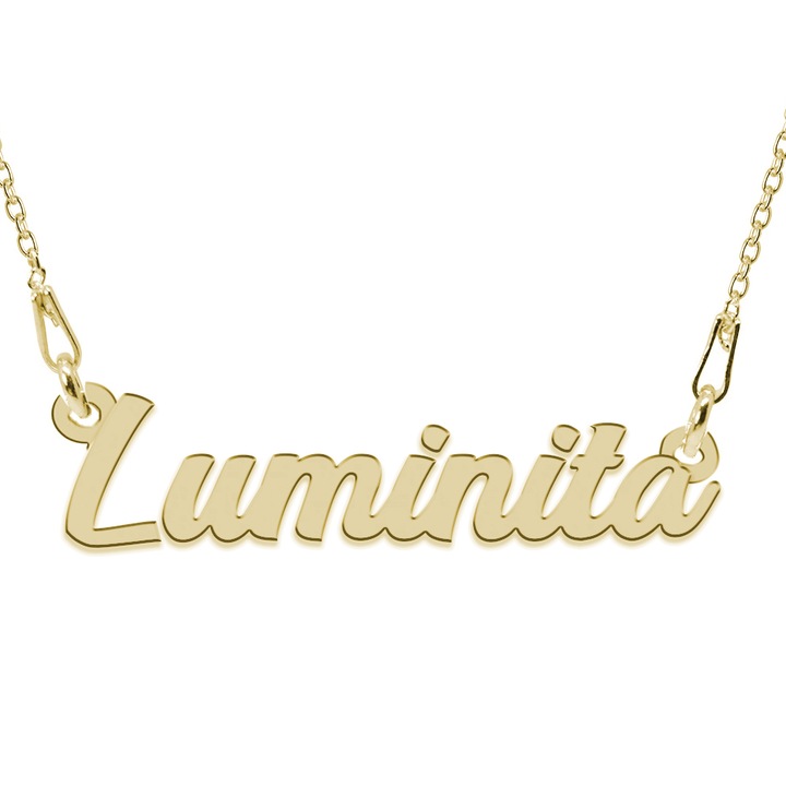 Colier Argint 925, Placat cu Aur 24K, Nume Luminita, 45 cm