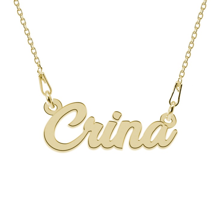 Colier Argint 925, Placat cu Aur 24K, Nume Crina, 45 cm