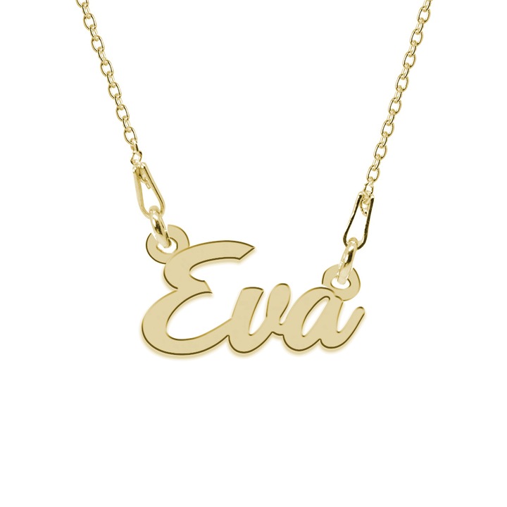 Colier Argint 925, Placat cu Aur 24K, Nume Eva, 45 cm