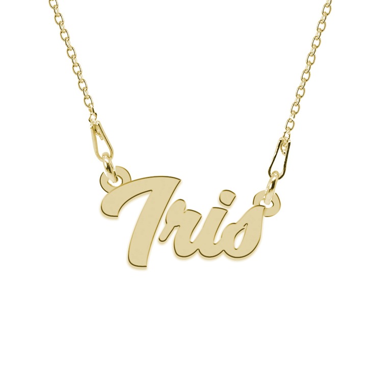 Colier Argint 925, Placat cu Aur 24K, Nume Iris, 45 cm