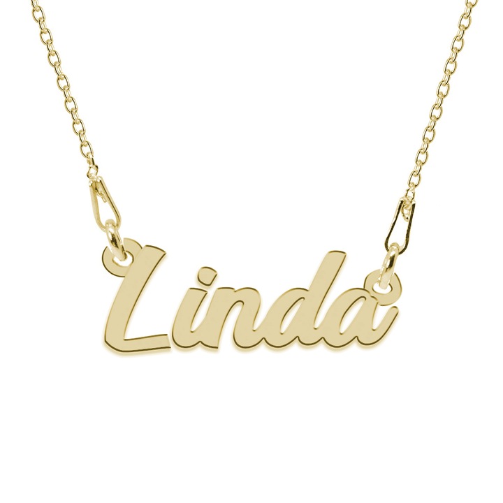 Colier Argint 925, Placat cu Aur 24K, Nume Linda, 45 cm