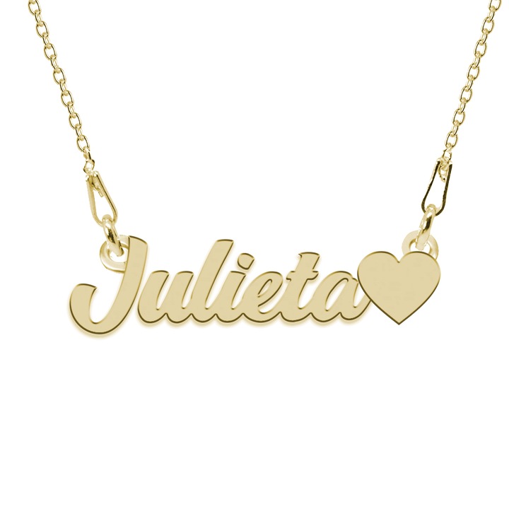 Colier Argint, Inimioara, Nume Julieta, 45 cm
