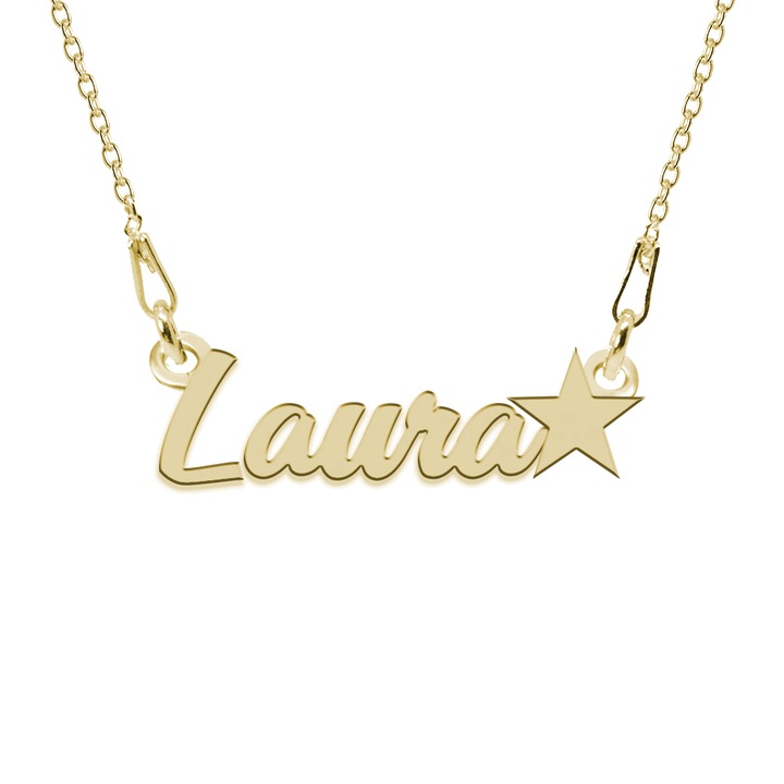 Colier Argint, Steluta, Nume Laura, 45 cm
