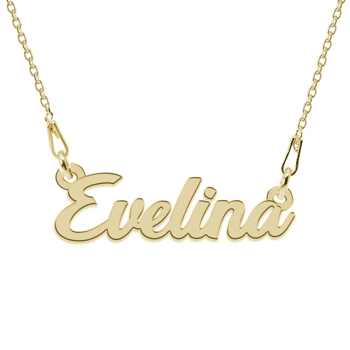 Colier Argint 925, Placat cu Aur 24K, Nume Evelina, 45 cm