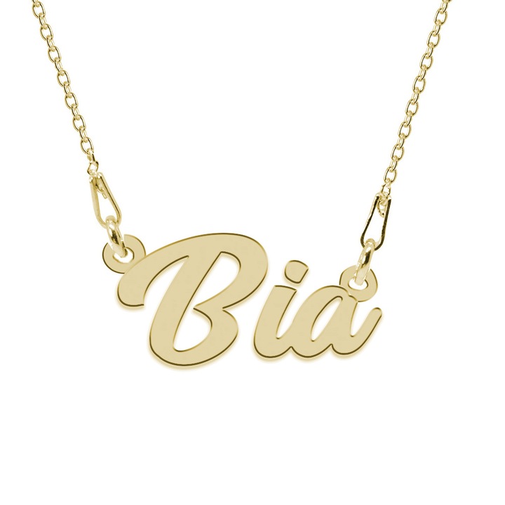 Colier Argint 925, Placat cu Aur 24K, Nume Bia, 45 cm