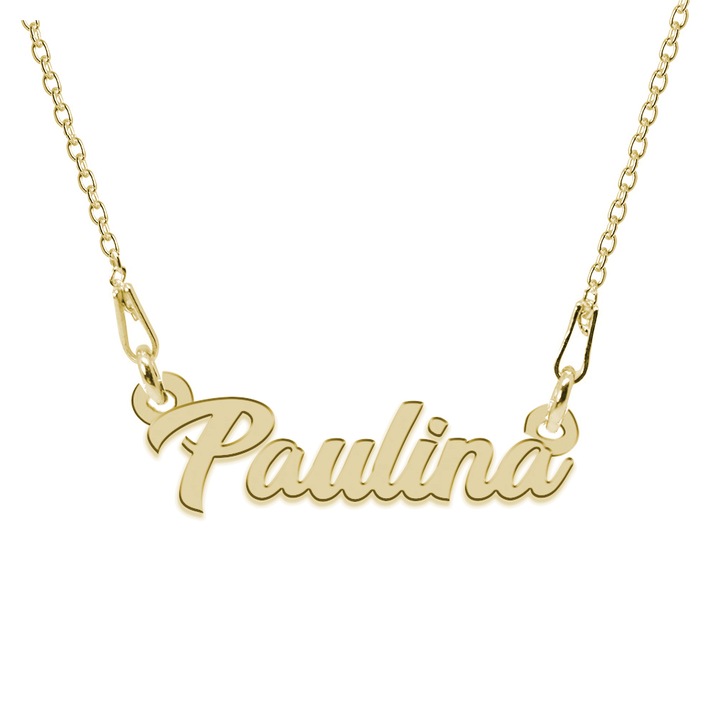 Colier Argint 925, Placat cu Aur 24K, Nume Paulina, 45 cm