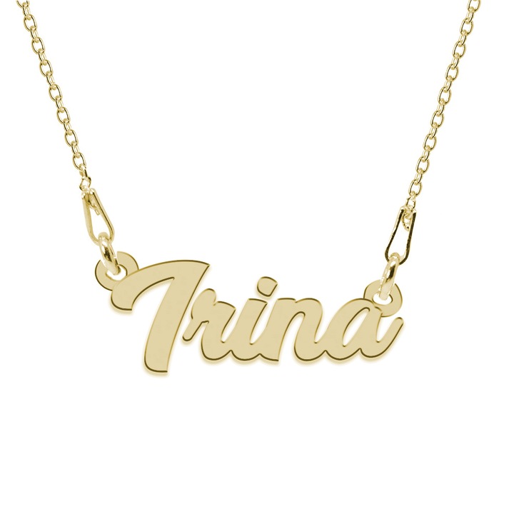 Colier Argint 925, Placat cu Aur 24K, Nume Irina, 45 cm