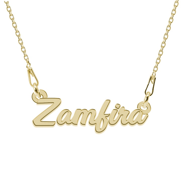 Colier Argint 925, Placat cu Aur 24K, Nume Zamfira, 45 cm