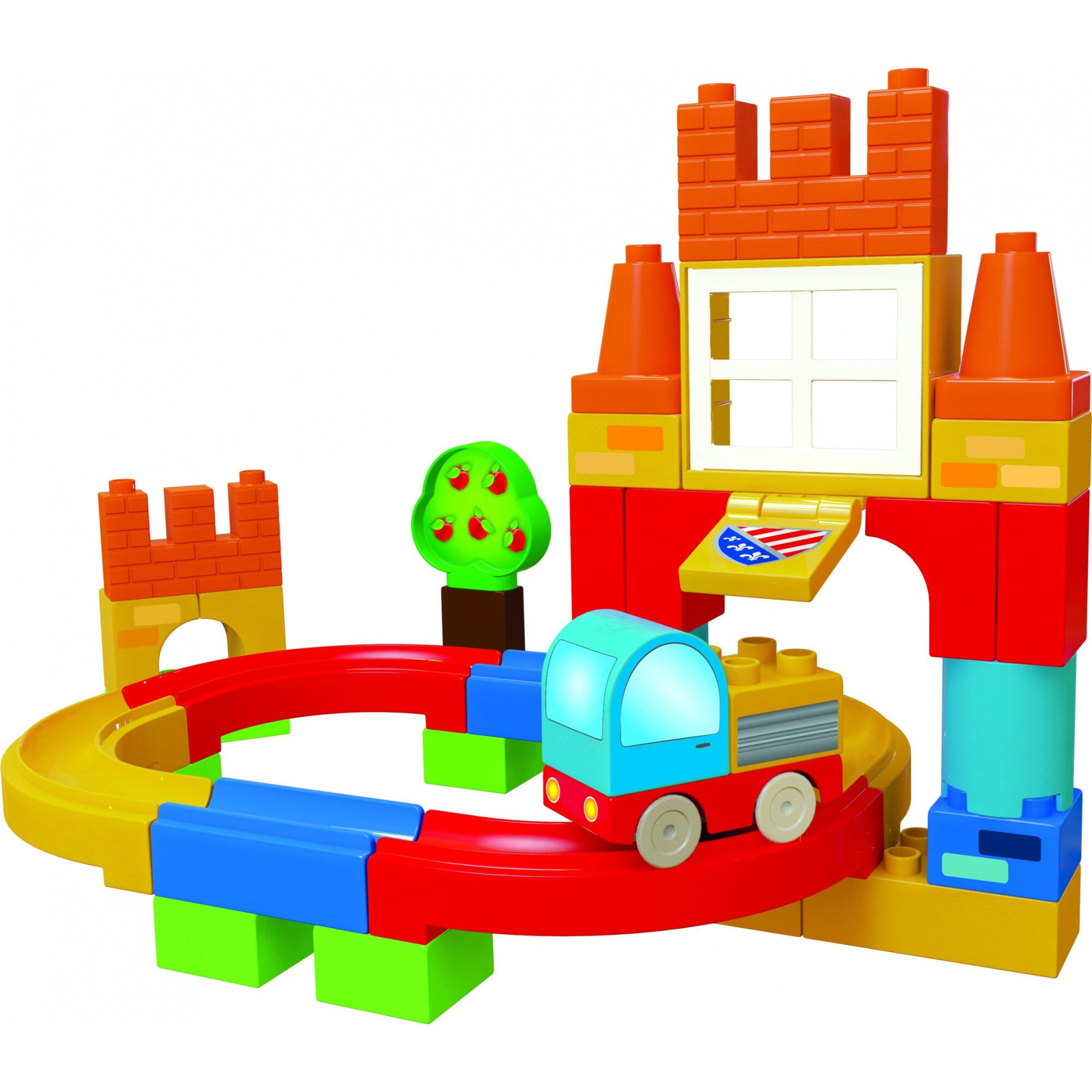 Set constructie Unico Pista de curse circulara, cu masina inclusa, 38 piese