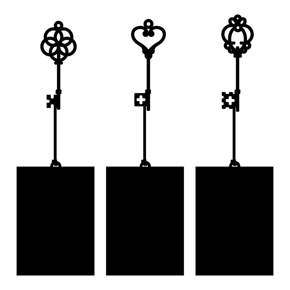 Sticker decorativ - Chei cu fotografii 3 buc - Negru 10x15cm/buc - 4Decor