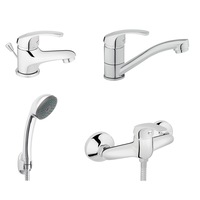 set ferro basic 4in1 baterie perete dus  set para dus  baterie stativa bucatarie cu pipa mobila 15 cm baterie stativa lavoar cu ventil crom imagen 15_0_
0